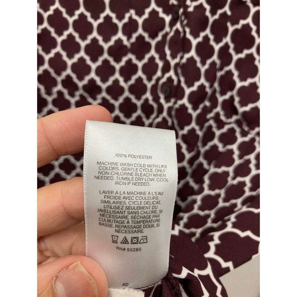 Express Portofino Slim Shirt Large Burgundy Geometric Button Down Office - Picture 3 of 7